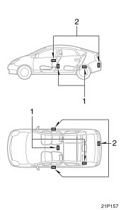 Toyota Prius: Smart entry and start system. 1. Antennas inside cabin