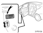 Toyota Prius: Side doors. Move the lock lever to the “LOCK”position as shown on the label.