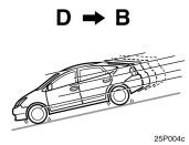 Toyota Prius: Hybrid transaxle. To use engine braking, shift the shift leverto “B” position.