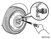 Toyota Prius: Reinstalling wheel nuts. 7. Reinstall all the wheel nuts fingertight.