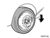 Toyota Prius: Reinstalling wheel nuts. 8. Lower the vehicle completelyand tighten the wheel nuts.