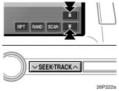 Toyota Prius: Compact disc player operation (Type 3). “SEEK·TRACK” button: Use for directaccess to a desired track.