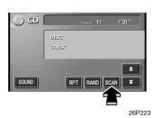 Toyota Prius: Compact disc player operation (Type 3). Touch the “SCAN” switch.