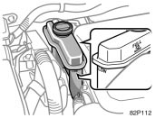 Toyota Prius: Checking the coolant level. Inverter coolant reservoir